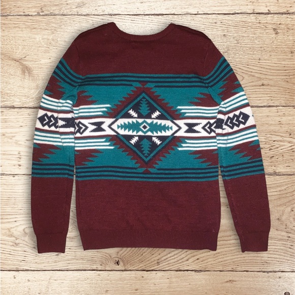 Mens Holiday Aztecs Print Knit Sweater - Picture 2 of 6